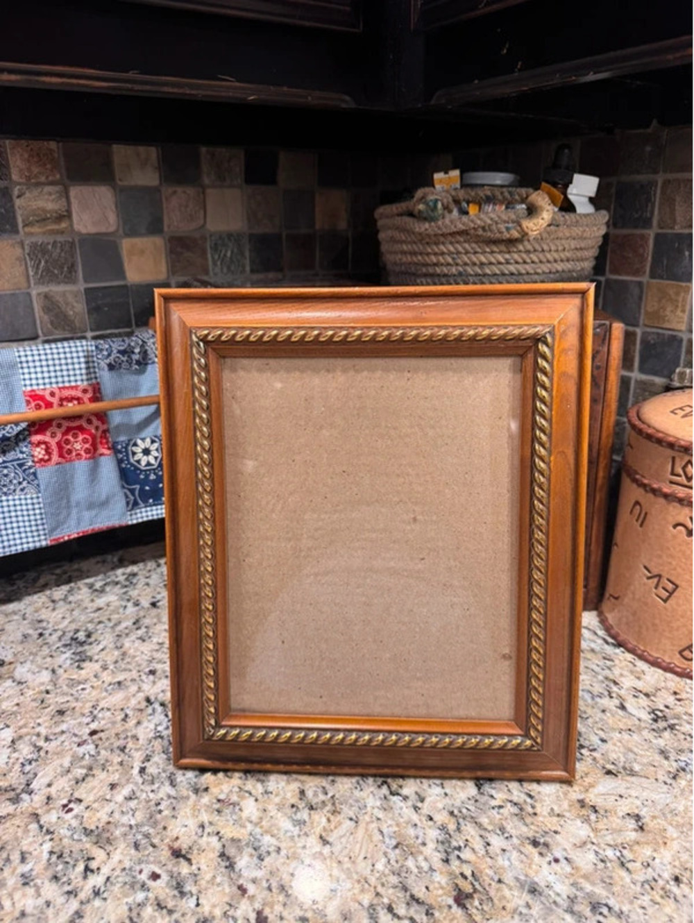 Wood frame with gold rope accent